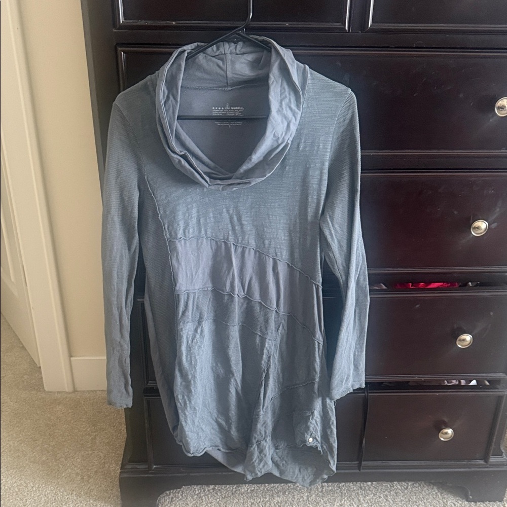 neon buddha Steel Blue Cowl Neck Tunic Sweater - Picture 1 of 2